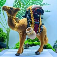 Handmade Bohemian Style Camel Decoration With Golden Chalice - Realistic Camel Model, 3D Lifelike Animal Statue, Tabletop Decor, Ramadan Decoration, Suitable For Home And Office, Symbolizing The Spirit Of Endurance, Adventure And Survival Power Of The Desert, Applicable For Living Room Decor, Bedroom Decor, Eid Al-Adha, Islamic Events, Ramadan Kareem, Office Desk Accessories, Dollhouse Decor, Eid Al-Fitr, Eid Gift, Collectible Gift, Personalized Gift - Multicolor - View 5