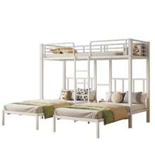 [30544849SAA] Letto a castello triplo con scaletta per bambini e ragazzi, letto in ferro con sponda di  e tavolo, nero 90x200cm*3 - Bianco - Visualizzare 1