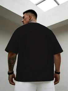 Plus Size Men's Casual Round Neck T-Shirt, Polyester Knit Fabric, Comfortable & Breathable, Fashion Casual Street Style " Motorcycle" Graphic Print, Casual Street Design Fresh Series, Novelty Personalized Top - Multicolor - View 2
