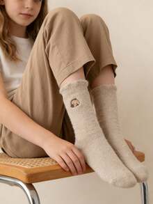 5 Pairs Unisex Cute Capybara Cartoon Socks, Black, White, Khaki Mid-Calf Socks, Soft & Comfortable, Decorative Spring & Home Socks - Multicolor - View 2