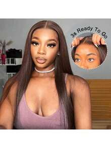 ZHENDEFA 360 Degree Full Lace Front Wig With Drawstring, Smooth Wavy Chocolate Brown Hair, 200 Density - S4 - View 4