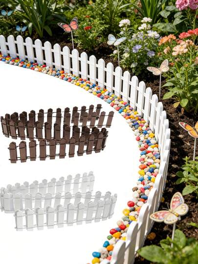 6pcs Mini Wooden Fence Set, Decorative Outdoor Barrier, Durable Smooth Edges, Suitable For Gardening And Miniature Landscape, Easy Assembly, Great For Fairy Garden And Miniature Landscape Themes, Ideal Home Decor Gift For Valentine's Day, April Fool's Day, Easter