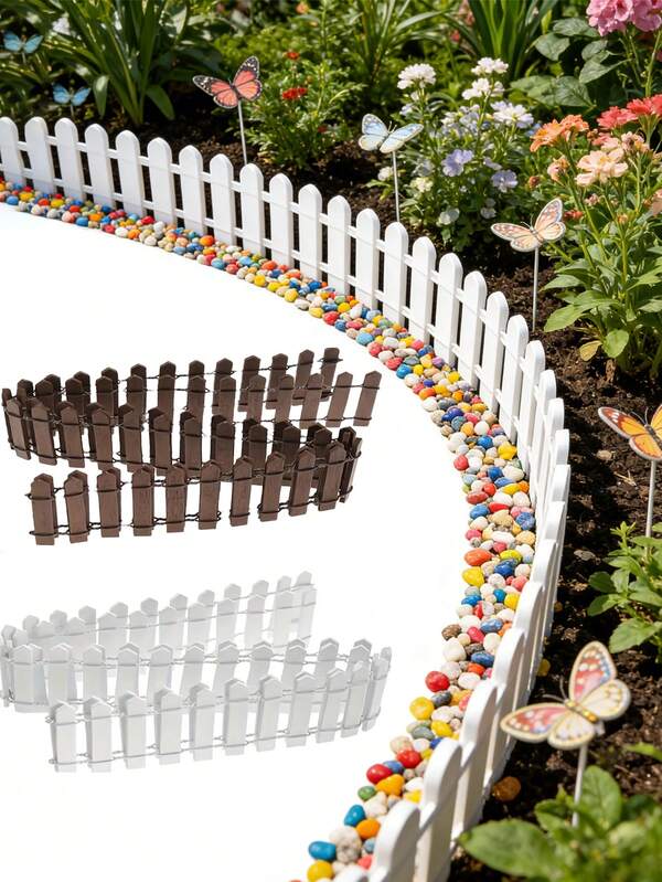 6pcs Mini Wooden Fence Set, Decorative Outdoor Barrier, Durable Smooth Edges, Suitable For Gardening And Miniature Landscape, Easy Assembly, Great For Fairy Garden And Miniature Landscape Themes, Ideal Home Decor Gift For Valentine's Day, April Fool's Day, Easter For Family And Friends. Not Suitable For Children Under 14 Years Old.