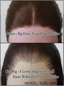 180%密度高温丝蕾丝前假发 - 男女通用成人基础直发合成纤维假发，预先拔毛的13x4蕾丝区域，耐热长巧克力棕色假发 - 彩色 - 查看 5