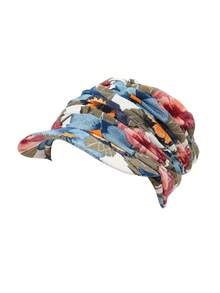 1pc Elegant Retro Printed Newsboy Cap Style Muslim Women Headscarf, Versatile Casual Sun Protection Head Wrap - Color - View 3