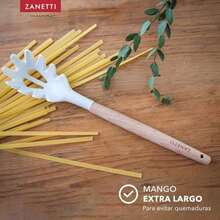 Juego 11 utensilios cocina silicona y madera con cubeta almacenamiento - Blanco - Ver 1