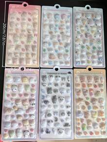 可爱3D毛绒兔子熊贴纸趣味动物手机壳装饰贴纸交换贴纸 - 彩色 - 查看 2