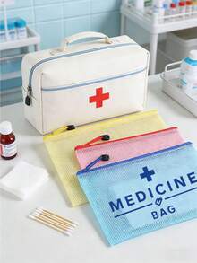 Medical Bag Pattern Mesh Cosmetic Bag, Portable Storage Pouch, Makeup Bag, Skincare Bag, Travel Essentials, Dorm Supplies, Bridal Party Gift, Large Capacity Transparent Nylon Zipper Makeup Bag - Lightweight, Medicine Storage Bag, Bathroom Storage Bag, Jewelry Storage Bag, Lip Gloss And Cosmetics Storage Bag, Perfect Gift And Souvenir For Birthday, Holiday, Party, Wedding (Bridesmaid), Valentine's Day And Ramadan - Multicolor - View 4