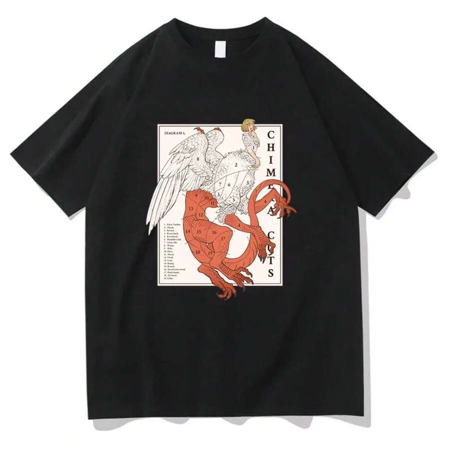 Delicious In Dungeon Falin Chimera Cuts Tshirt Fashion Harajuku Marcille Chilchuck T-Shirt Unisex Vintage - 黑色 - 查看 1