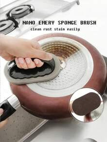 Cepillo abrasivo de diamante para limpieza, productos de limpieza reutilizables y otros suministros de limpieza que incluyen cepillos esponja para limpiar fondos de ollas, esponjas antioxidantes, esponjas para platos, paños de limpieza, limpiadores resistentes y herramientas de limpieza. - Pincel de mango marrón - Ver 2