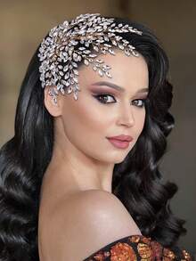 1pc Gold Rhinestone Wedding Bridal Headband, Elegant Hair Accessory For Women, Suitable For Prom, Party And Events - Gold - View 14