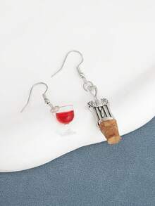 1 Pair Acrylic Bottle Opener & Wine Glass Earrings, Suitable For Celebration, Party, New Year, Birthday/Anniversary - Multicolor - View 4
