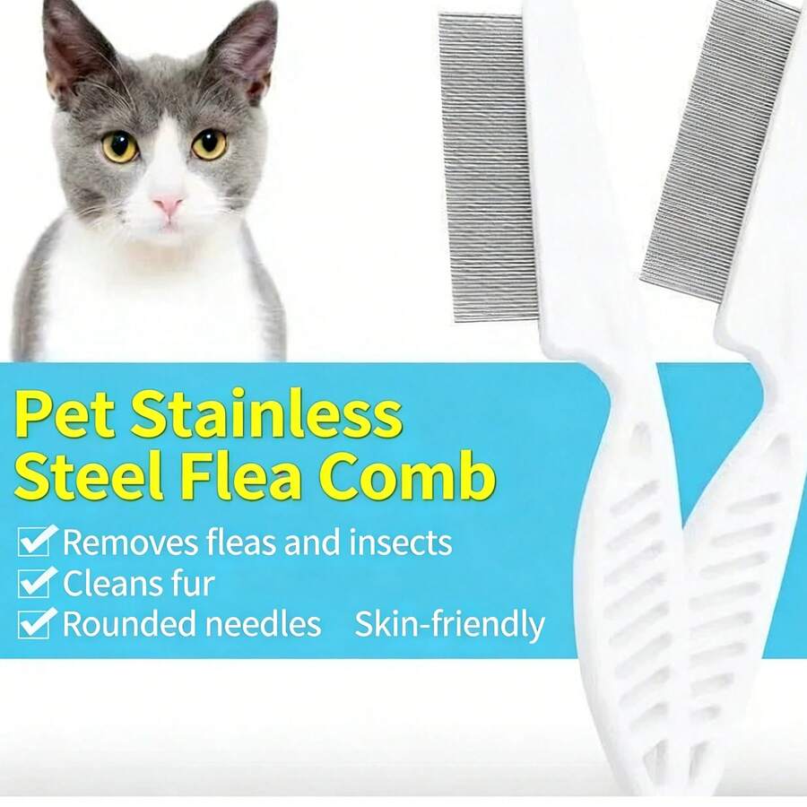 1-Pc Fine-Tooth Pet Grooming Comb - Multi-Purpose Tool For Cat Dog Hair & Flea Cleaning - 1 - View 1