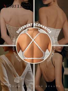 Morelect 1件装女士内衣背心式文胸，多穿法设计，提拉支撑，柔软透气 - 白色 - 查看 5