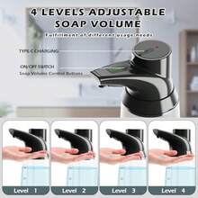 Summon The Elves - Paquete de 2 dispensadores automáticos de jabón líquido sin tacto 4 niveles ajustables de color blanco moderno dispensador de jabón de manos para baño 700 ml sensor de - 2 unidades de color negro - Ver 6