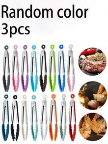 3/2/1pc Mini Kitchen Tongs, 9 Inch Nylon Heat Resistant Pointed Tip Food Tongs, Suitable For Cooking, Serving, Grilling, Baking, Salad, Kitchen Gadgets, Baking Tools - Multicolor - View 7