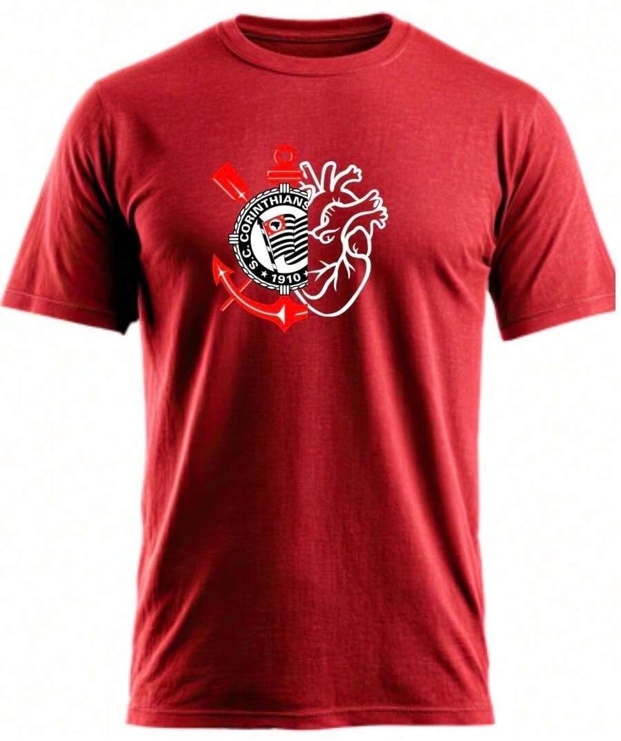 CAMISETA MASCULINA TIMÃO CORAÇÃO APAIXONADOS PELO TIMÃO - Vermelho - Visão 1