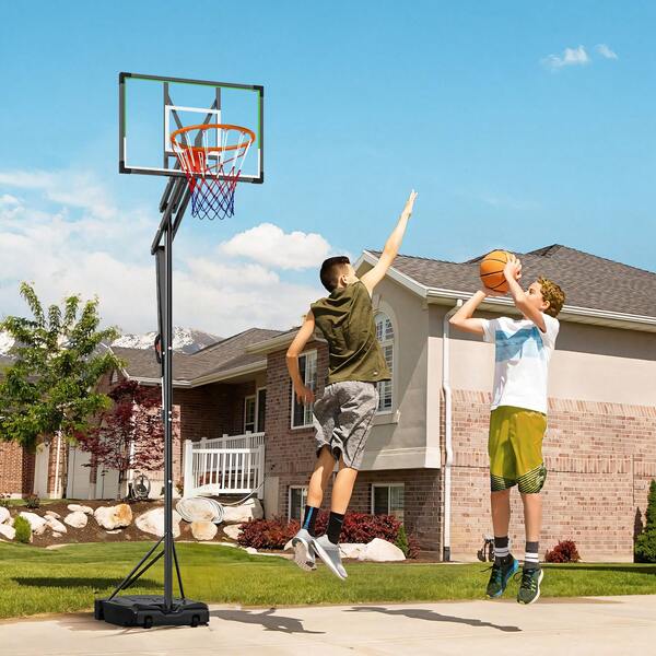 SOOZIER Portable Basketball Hoop Outdoor, 4.1-8.5ft Adjustable Basketball Goal With 33" Shatterproof Board, 18" Standard Rim, Wheels And Fillable Base, For Teens Adults