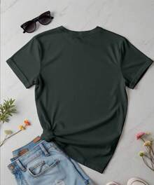 1 Pack Women's T-Shirts, Comfortable T-Shirts, Women's Casual Clothing, Short Sleeve T-Shirts, Women's Fashion, Versatile Garments, Modern Styles. - 黑色 - 查看 2
