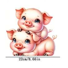 1pc/2pcs/3pcs Cute Pig Animal Pattern Heat Patch, Durable Long-Lasting Heat Transfer Sticker For DIY T-Shirt, Sweatshirt, Jeans, Hoodie, Backpack, Jacket, Handbag, Pillow - L+S - View 4