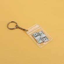 Gantungan Kunci Uang Dolar AS, Liontin Uang Dolar AS, Tas Bening Mini, Charm Koin - MultiWarna - View 4