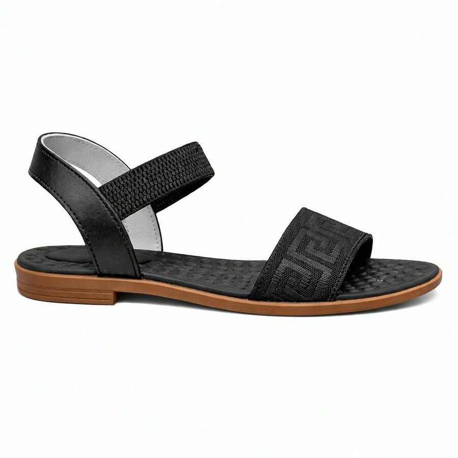ALLEAN Flat Sandal With Elastic. - SB BLACK/BLACK - View 1