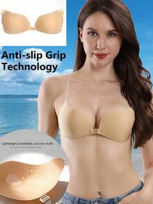 YIYANG 2/1 Pair Adhesive Strapless Push-Up Bra, Invisible Backless Sticky Bra, Seamless Bra For Dresses & Gowns, Mango-Shaped Bra, Lingerie & Pasties - Multicolor - View 1