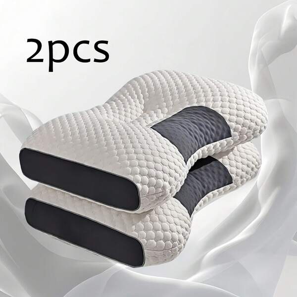 1 Piece Of Ergonomic Pillow, 3D Knitted Cotton Massage Pillow, Suitable For Cervical-Adult Sleep Care| Shoulder Pain Pillow For All Sleeping Positions