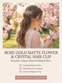 1pc Elegant Matte Flower & Crystal Hair Clip, Frosted Petal Bridal Barrette For Wedding, Party & Bridesmaid - Multicolor - View 6