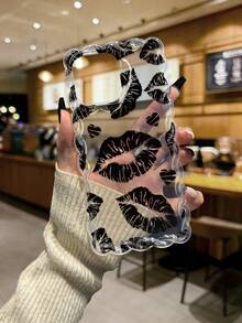 Lip Print Braided Wave Edge Minimalist Elegant TPU Painted Anti-Drop Phone Case Compatible With IPhone 17pro/17Air /17/17promax 16/11/16pro/16plus/16promax/16e/15Promax/13/14/12/XS/XR/7G/8PXR /7/8, Painted TPU Anti-Drop Soft Case For IPhone 15Promax, 13, 14, 12, X, 12/14 - Multicolor - View 2