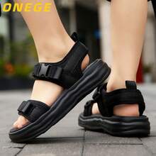 1 Pair Summer Children's Minimalist Outdoor Beach Sandals, Academy Style Breathable Non-Slip Wear-Resistant Flat Sandals For Kids - Black - View 6