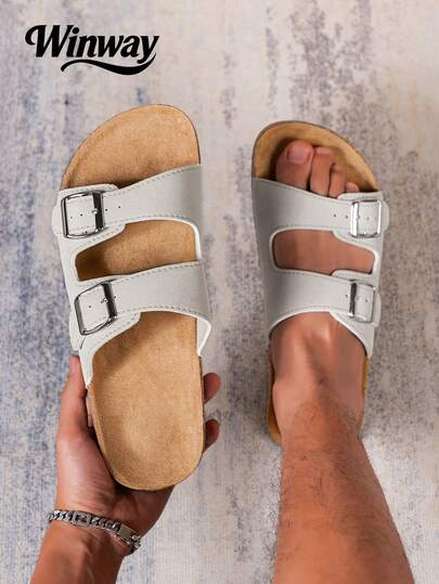 Sandales de marche décontractées pour hommes avec double boucle, antidérapantes, convenant pour l'intérieur et l'extérieur