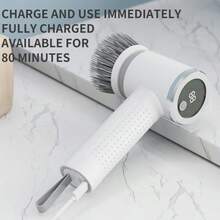 无绳电动旋转式地板清洁器 | 5 个可替换刷头，无线清洁刷，强力浴室地板清洁器，适用于浴室、浴缸、瓷砖和地板，可充电，圣诞礼物 - 經典款 - 查看 8