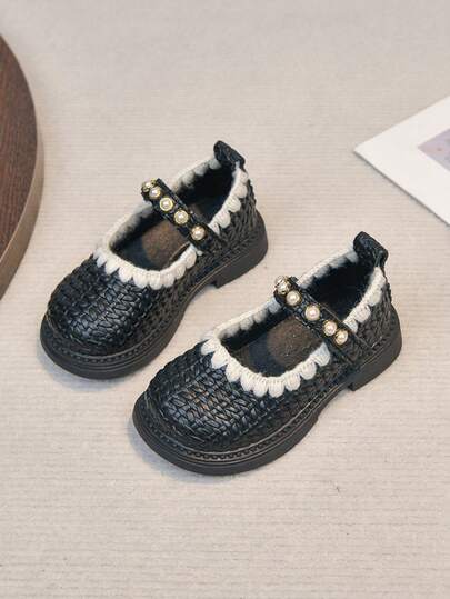 Korean Style 2026 Children's Princess Shoes, Spring New Leather Surface Easy To Clean Soft Bottom Toddler Walking Shoes