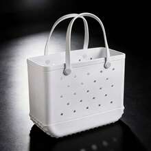 Heavy-Duty Rubber Perforated Tote Bag, Waterproof Multi-Purpose Carryall For Beach, Pool, Boat, Camping, Picnic, Gym & Daily Use, Lightweight Reusable Tote - 白色 - 查看 4