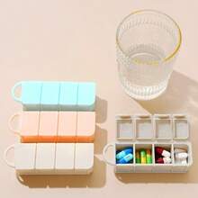 1个便携式四格药盒，长方形随身携带药品收纳盒 - 彩色 - 查看 4