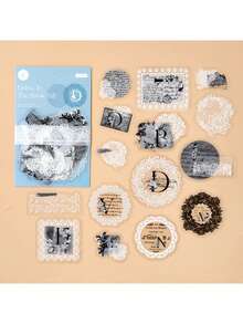 30张/包复古蕾丝拼贴贴纸，创意美学装饰贴纸，适用于剪贴簿、DIY手工、礼品、个性化日记、学校用品、趣味贴纸、Kindle剪贴簿用品 - 3.聽雪落 - 查看 10
