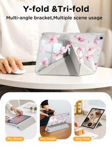 Cherry Blossoms Pattern Tablet Case Compatible With IPad Air 11-Inch M3 2025 / M2 2024, IPad Air 5th Generation 2022 , IPad (A16) 11 Inch 11th Generation 2025,Compatible With Samsung Galaxy Tab,Kindle Paperwhite 12th Gen 2024, Clear Back ,Fashion Pattern Protective Case,Autlueomatic Sleep And Wake-Up Function, Airbag Protection, Suitable For Gifts And Office Use - Multicolor - View 7