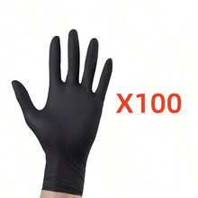 100 chiếc găng tay dùng một lần màu đen bằng PVC dành cho nhà bếp và phục vụ thực phẩm, găng tay salon và gia đình; 100 chiếc găng tay nitrile đàn hồi cao dùng một lần màu đen. - 100 miếng màu đen - Xem 13