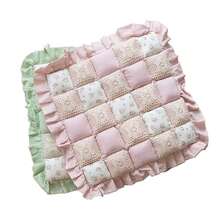 Vctops Lace Patchwork Chair Pad Cushion With Ties, Elegant Ruffle Edge Decorative Cushions Farmhouse Floral Pattern Square Seat Cushion For Kitchen Dining Room Office (Type A,16\X16\) - Typea - 查看 4