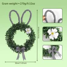 1 Stück/Osterhase Kranz, Eukalyptus grünes Blatt Hasenohren-förmiger Kranz, Leinen Schleife Heim Dekoration Anhänger, Tür Hänger & Wand Dekor Kranz Ornament - Hasen-Kreisblumenkranz - Übersicht 13