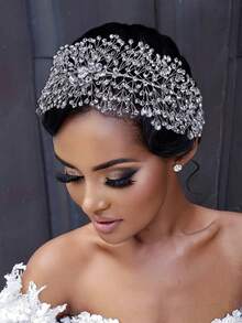1 pieza Diadema de lujo con rhinestones, versátil para uso diario, novia de boda, citas, fiestas de cumpleaños, sesiones de fotos, adecuada para múltiples ocasiones como accesorios del Día de San Valentín - A - Ver 14