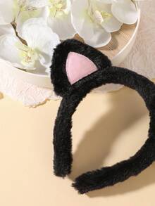 1 pieza Diadema con orejas de gato de peluche, accesorio para el cabello - Multicolor - Ver 2