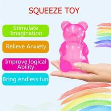 2026 New Cute Candy Colored Teddy Bear Soft Rubber Toy - Slow Rebound TPR Handheld Fun Game, Sensory Game, Fun Design, Halloween,  Party Gifts - Hồng - Xem 5