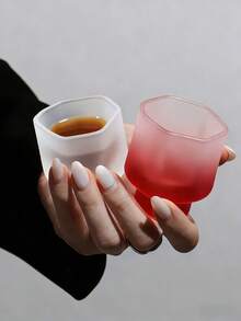 1个迷你扭纹玻璃杯，不对称高品质创意设计茶杯，磨砂表面酒杯，家用茶杯，功夫茶具，派对果汁杯 - 彩色 - 查看 9