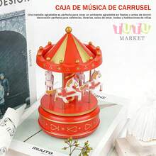 Caja De MúSica CláSica Accionada A Mano, Regalo De CumpleañOs Creativo Y RomáNtico Para Parejas, Elegante DecoracióN De Escritorio, Caja De MúSica De Carrusel Giratorio A Cuerda, Ornamento Musical Con TemáTica De Caballos Blanco-Rosa-Rojo-Azul, Caja De MúSica Decorativa Para DecoracióN De PasteleríA Y Ocasiones De Regalo, Caja De MúSica Giratoria - rojo - Ver 5