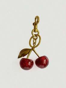 1pc Unique Shiny Cherry Shaped Pendant, New Cherry Crystal Pendant, Keychain Pendant, Cherry Decor Keychain With Clasp, Shiny Resin Product, Suitable As Bag Accessory, Suitable For Women Handbag - 紅櫻桃[2.1cm] - 查看 5