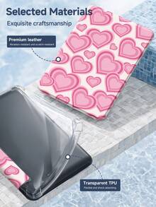 Pink Heart Shape Protective Case Compatible With IPad Air 4/5 10.9 Inch, IPad 7/8/9th 10.2 Inch, IPad 10th Generation,With Built-In Pencil Slot,Supports Automatic Sleep/Wake Lid,Compatible With Samsung Tab S6 10.4 Inch, Tab A9 11 Inch, Kindle Paperwhite 12th Gen 2024,Ins Glitter Style Case, Valentine's Day, Valentine's Day Gifts - Multicolor - View 9