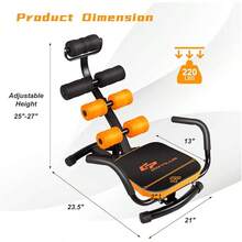 Abdominal Ab Exercise Machine Height Adjustable Incline Workout Equipment Ab Rocket Exerciser - 橘色 - 查看 2