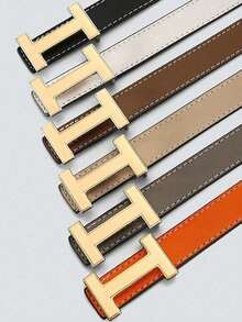 1.4 Cm Wide New Women's Belt With Korean Simple Design And Gold "H" Shaped Cross Buckle - Multicolor - View 1